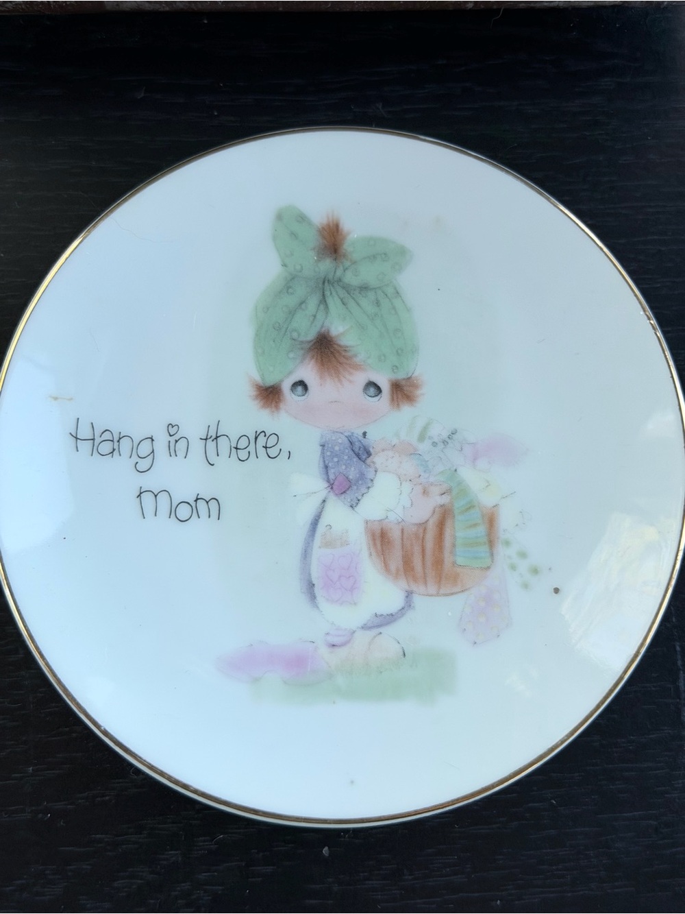 Enesco White Ceramic Wall Plate with Gold Label - MINIATURE - Precious Moments